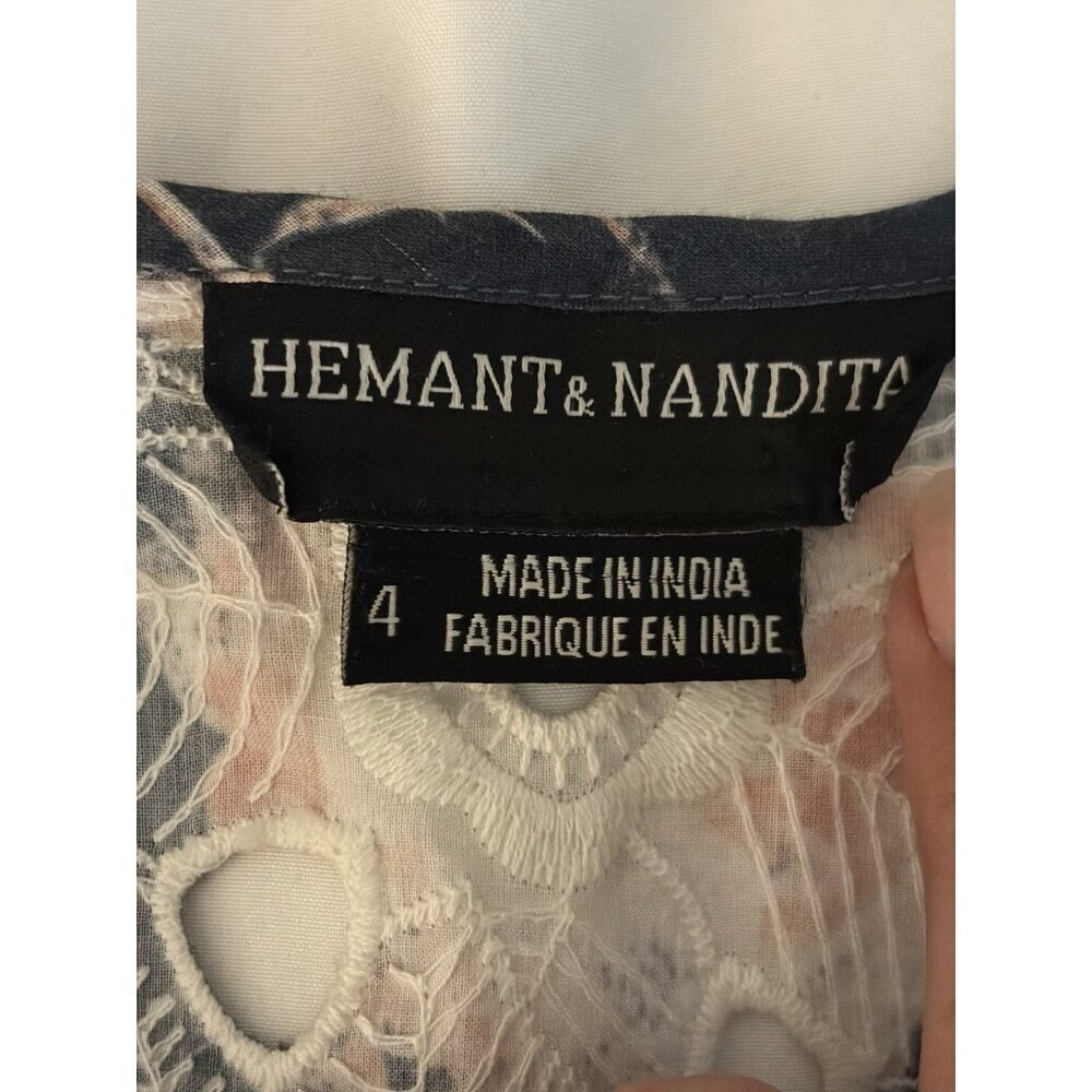 Anthropologie Hemant & Nandita Lazuli Women’s Floral Eyelet Dress Sz 4 - Picture 7 of 12